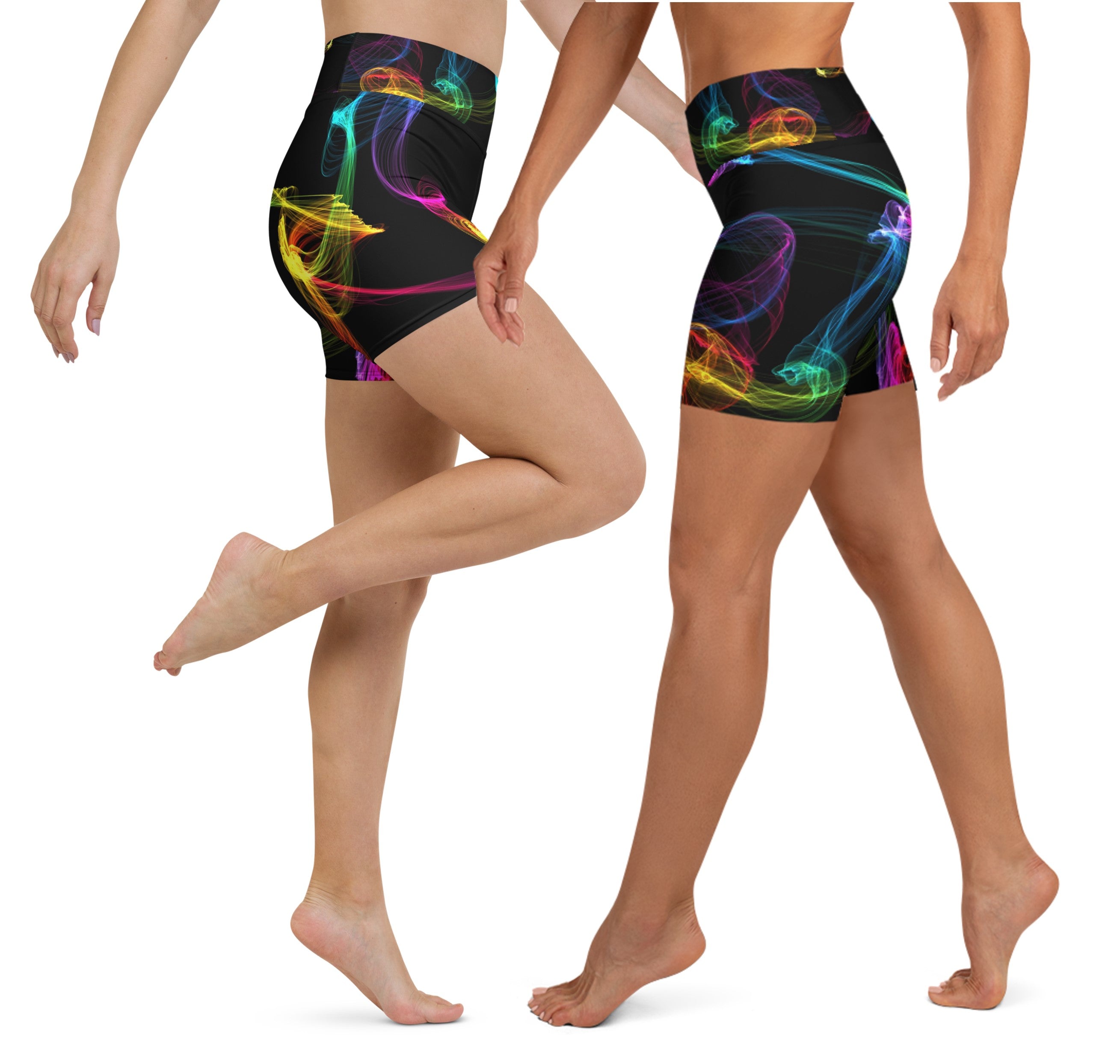 girls-gym-shorts-yoga-shorts-black-multi-color-strobes-wickedyo11